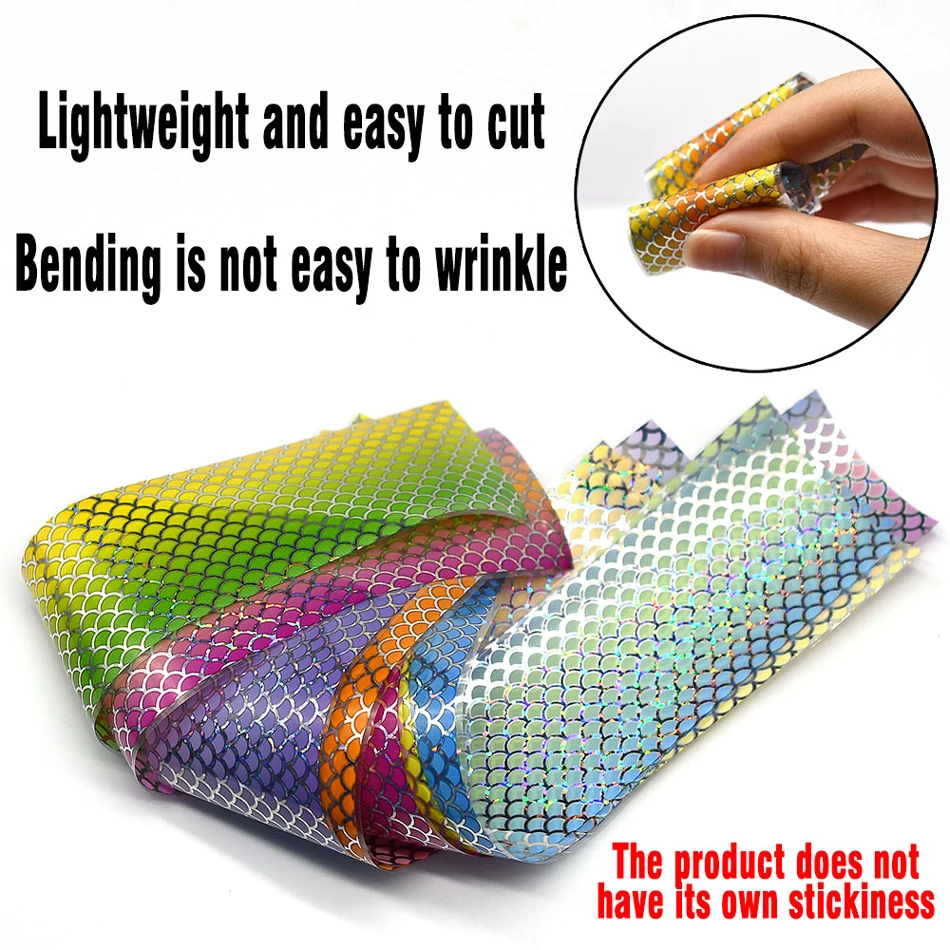 MNFT 10 Teile/paket Fisch Skala Transparent Köder Aufkleber Farbige Laser Papier Film Jig Harten Köder DIY Angeln Locken Zubehör – Detail 4