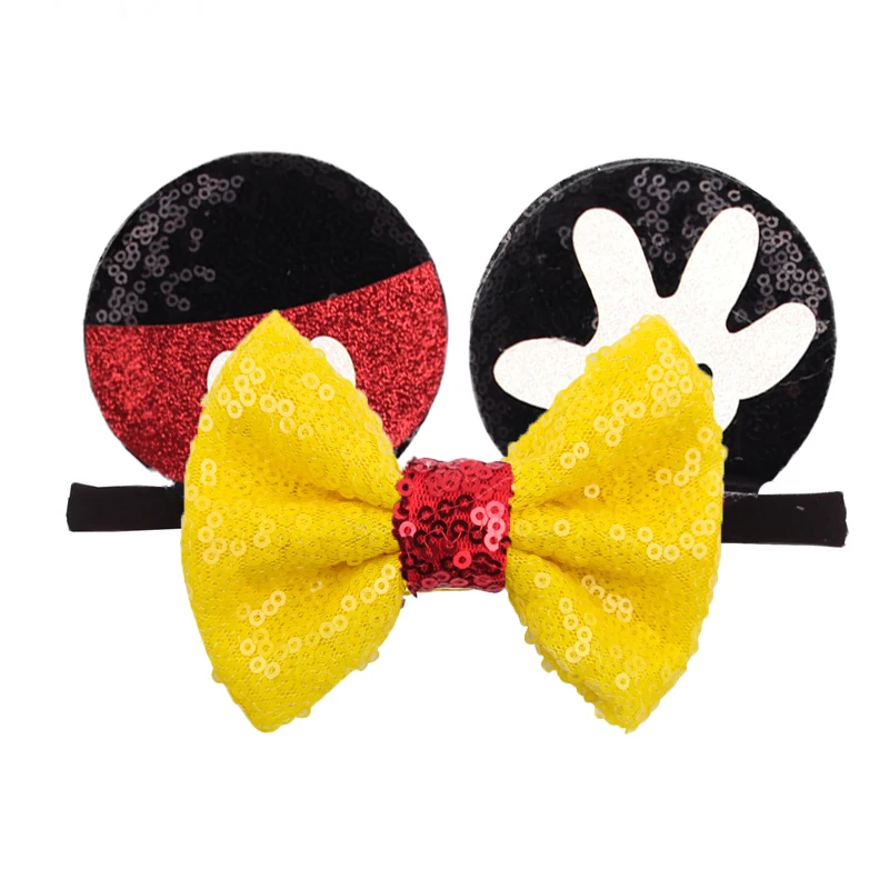 1 Stück Minnie Mickey 2,8 Zoll große Ohren, elastische Stirnbänder für Babys, weiches Nylon-Haarband, Neugeborenen-Festival-DIY-Haar-Accessoires – Detail 11