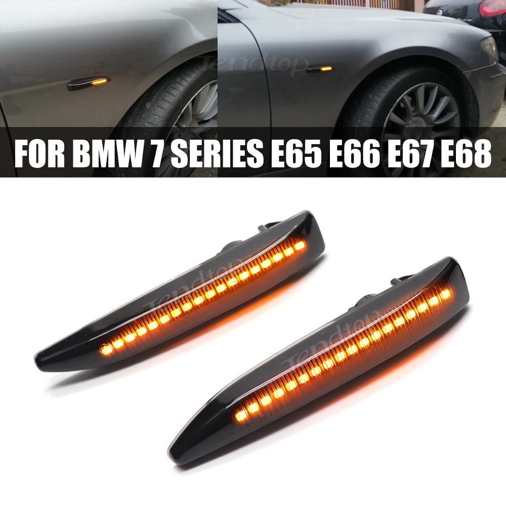 

Dynamic Side Marker Mirror Indicator Blinker Flowing LED Turn Signal Light For BMW 7 Series E65 E66 E67 E68 2001-2008