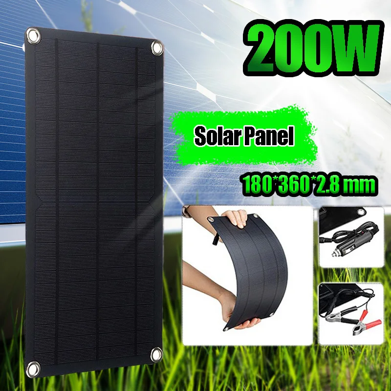 

200W18V Portable Solar Panel Power Bank, Solar Panel Kit 12V Controller Solar Plate For Home/Camping/RV/Car Fast Battery Charger