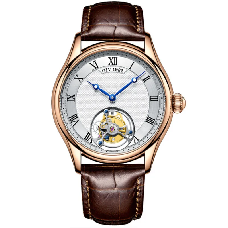 GIV Flying Tourbillon Mechanical Skeleton Luxury Watch Movement for Men Mechanical Wristwatches Sapphire Waterproof Watches Man 