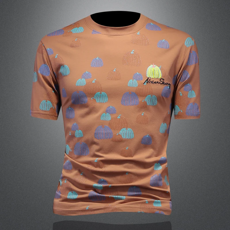 

Футболка мужская двойная из мерсеризированного хлопка, с коротким рукавом и круглым вырезом, лето 2024