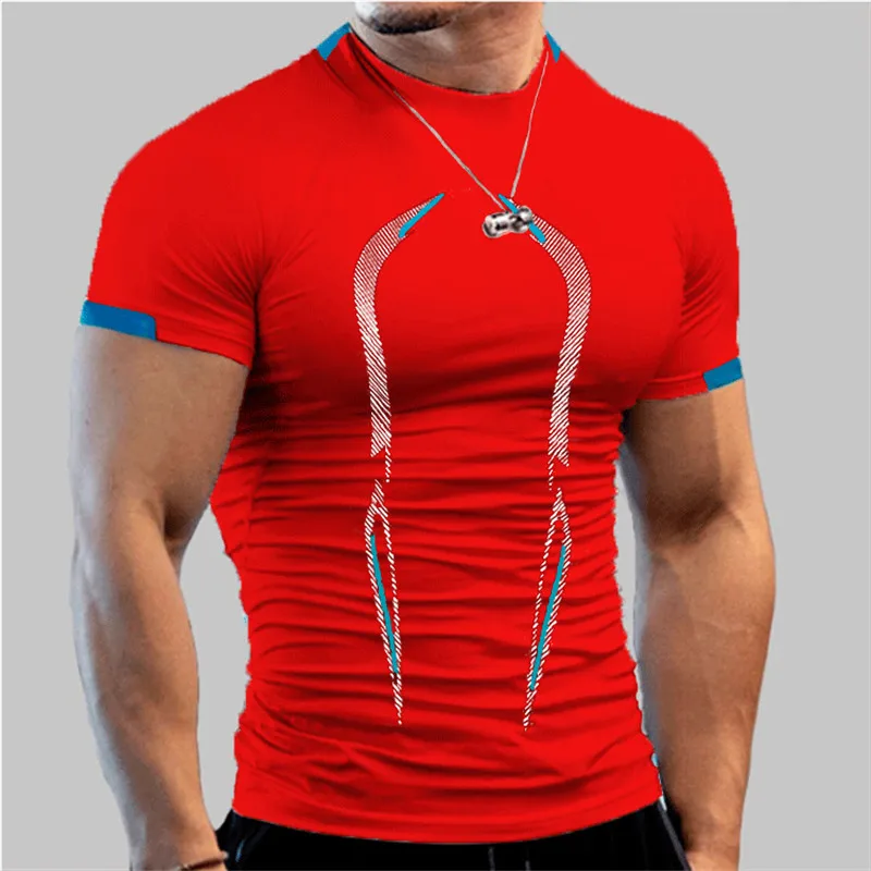 Summer Sport Bodybuilding Top Men Short Sleeve Gym t Shirt Quick Dry Compression Fitness Shirt Football Running t-Shirt Gymwear