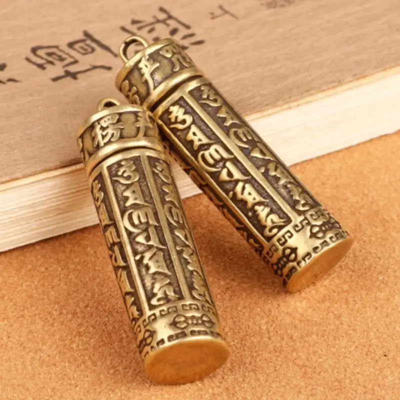 Messing Zylinder Anhänger Schlüsselanhänger hängende Schmuck Pillendose Medizinbehälter – Detail 6