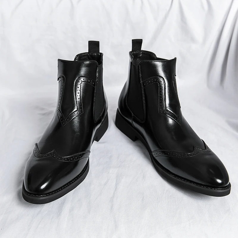 Men  New English Chelsea Boots Pointed Black Brown Comfortable Soft Casual Fashion Sizes 38-46 Male Boots