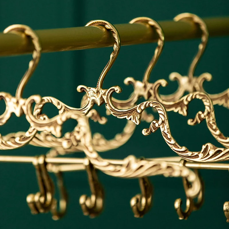 Vintage Carved Brass Hanger Clothes Rack Cloakroom Coat Hanger