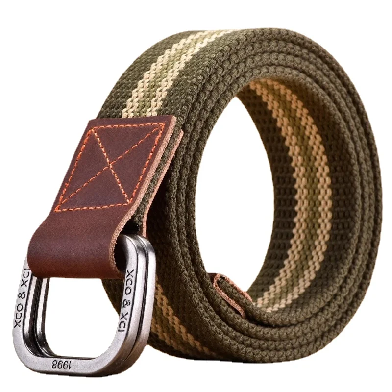 

Ремень мужской Тактический Холщовый, модный простой универсальный ремень с двойной кольцевой пряжкой для джинсов, для спорта на открытом воздухе