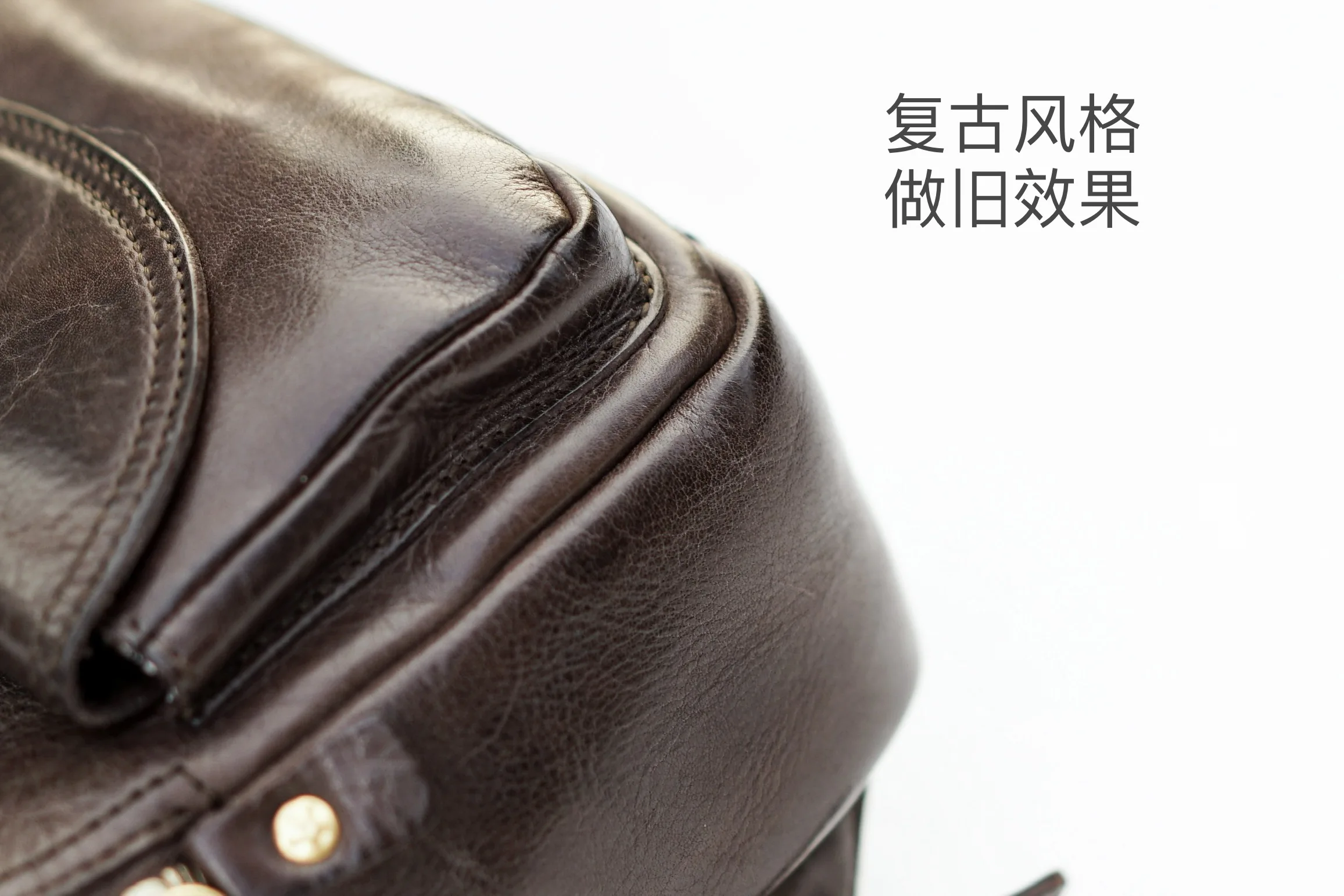 Modischer, lässiger, handgefertigter kleiner Rucksack aus Rindsleder der ersten Schicht für Damen, Wochenende, Outdoor-Reisen, Vintage-Luxus-Rucksack aus echtem Leder – Detail 10