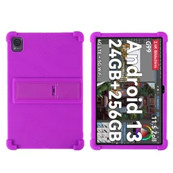 Soft Silicone Shockproof Protective Tablet Case with Adjustable Stand - Kids Safe Cover for Mega 1 2024 (Purple)
