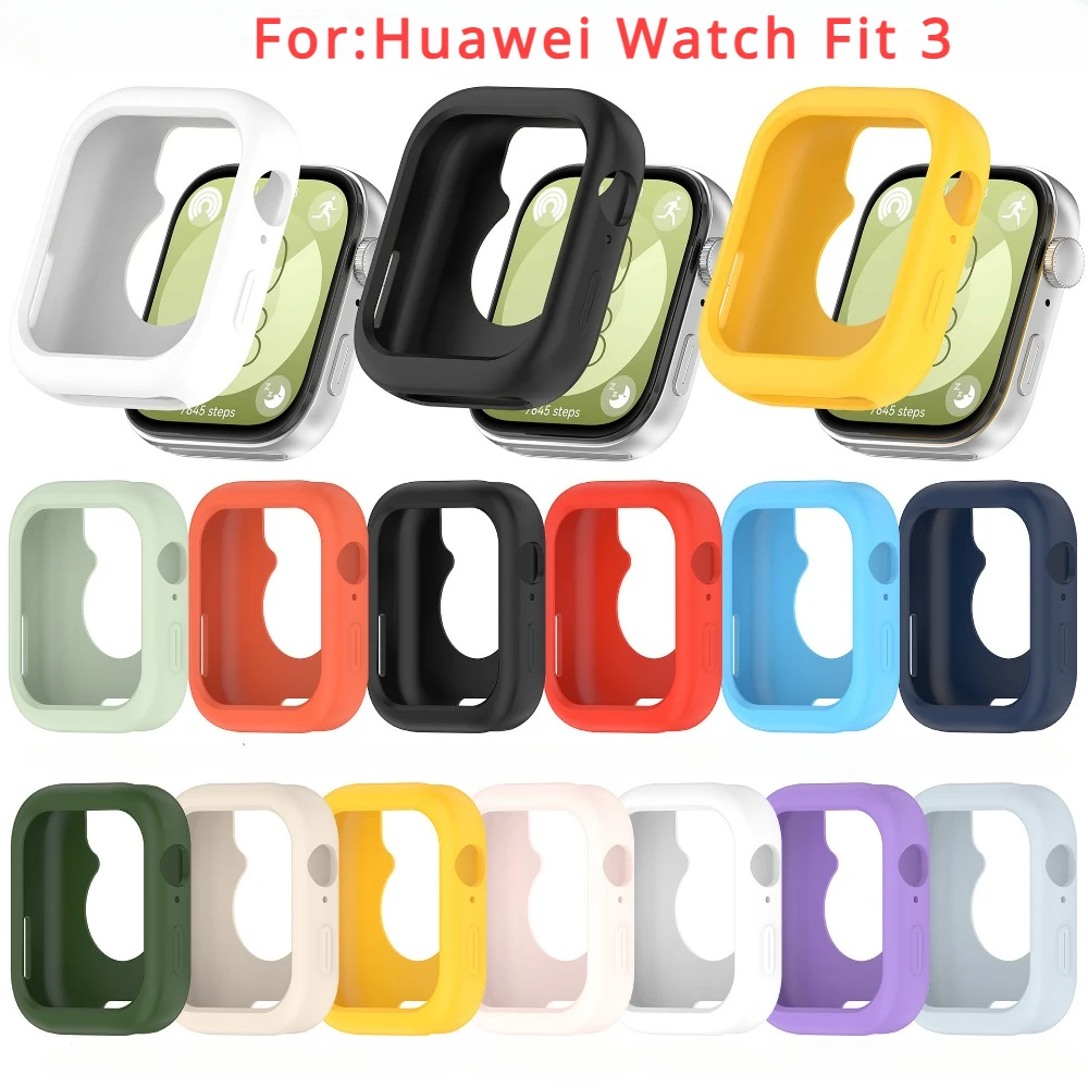 

Силиконовый чехол для Huawei Watch Fit 3, ремешок для часов, силиконовый защитный чехол, аксессуары Fit3, защита экрана
