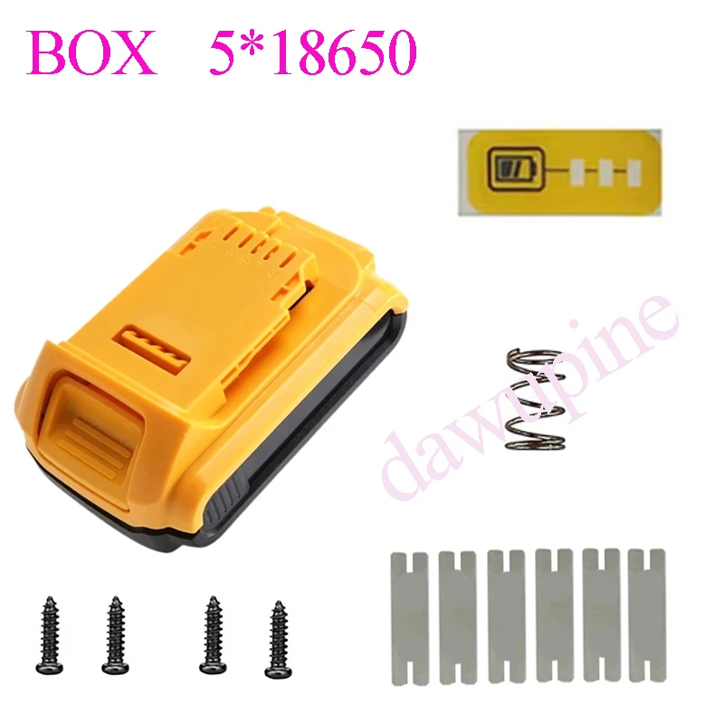 DeWalt 20V 리튬 이온 배터리 케이스 하우징 쉘 XR DCB183 DCB182 DCB200 DCB203 18V 리튬 배터리 5X18650 박스 DCB112
