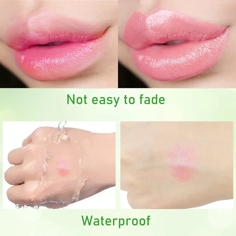 2 Stück Aloe Vera Lippenstift, langanhaltender pflegender und aufpolsternder Balsam, feuchtigkeitsspendender, farbverändernder Gel-Lipgloss, Make-up_voghion.com