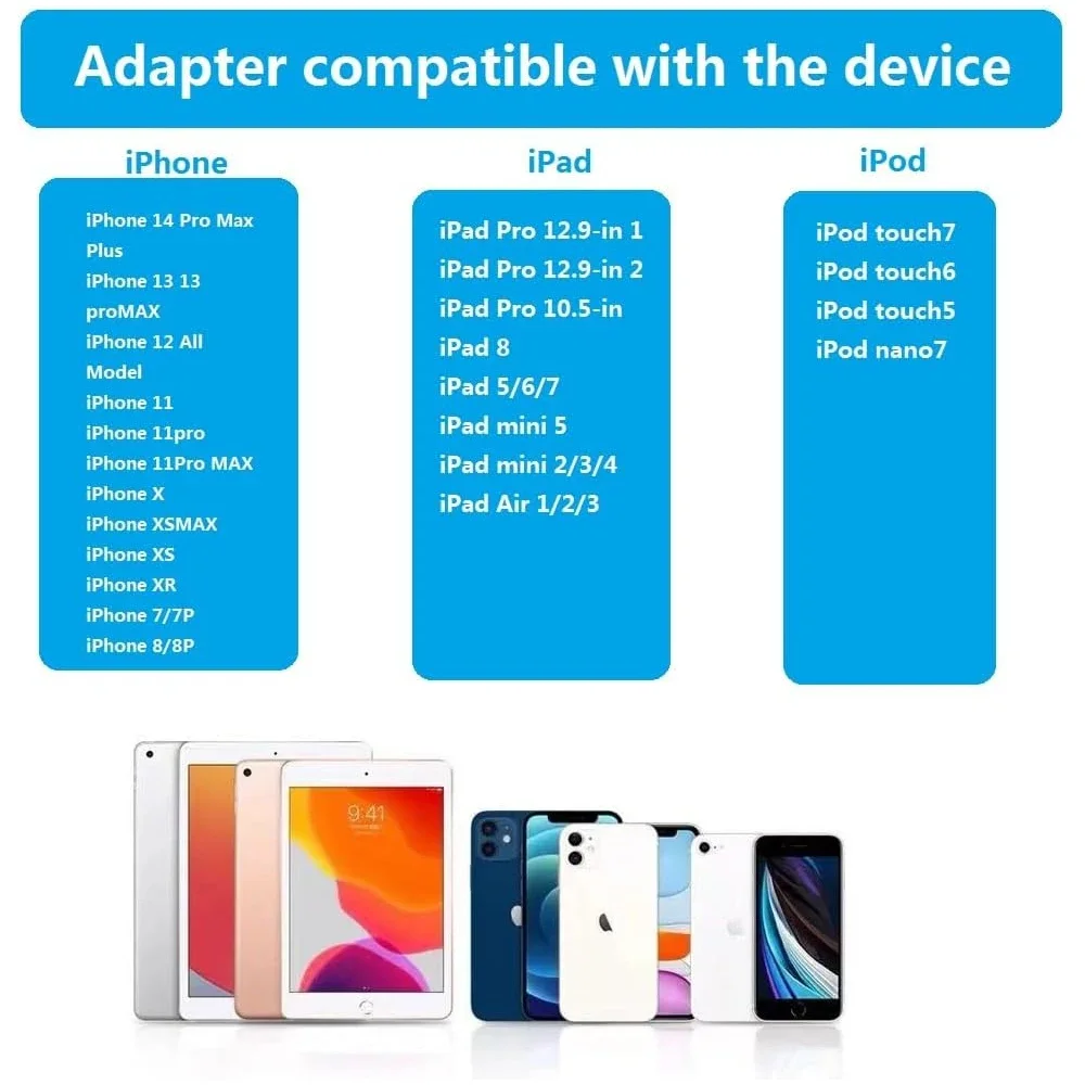 10/100Mbps Internet RJ45 for Lightning iPhone 14 13 12 11 8 7 6 5 /iPad/iPod Ethernet LAN Network Adapter with Charging Adapter