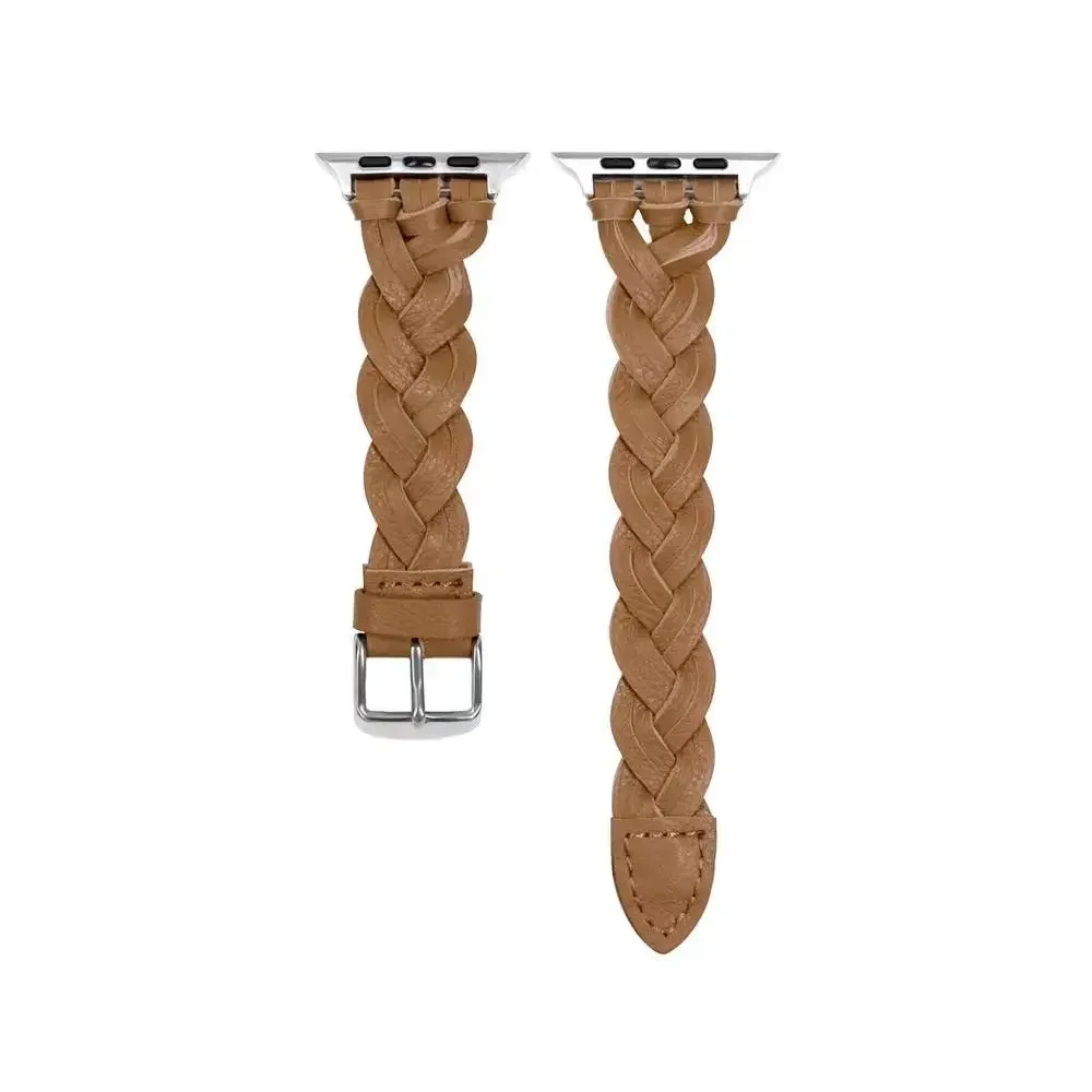Leather Strap For Apple Watch Ultra/2 9 8 7 45mm 41mm Slim Breathable Woven Bracelet iWatch 6 5 4 3 SE 44mm 42mm 40mm 38mm Band