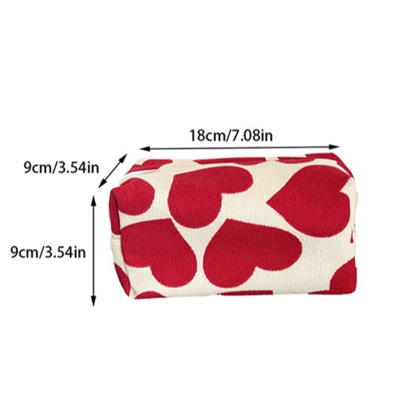 Women Large Capacity Heart Print Pattern Makeup Bag Clutch Cosmetic Organizer Travel Wash Toiletries Storage Bag Makeup Pouch