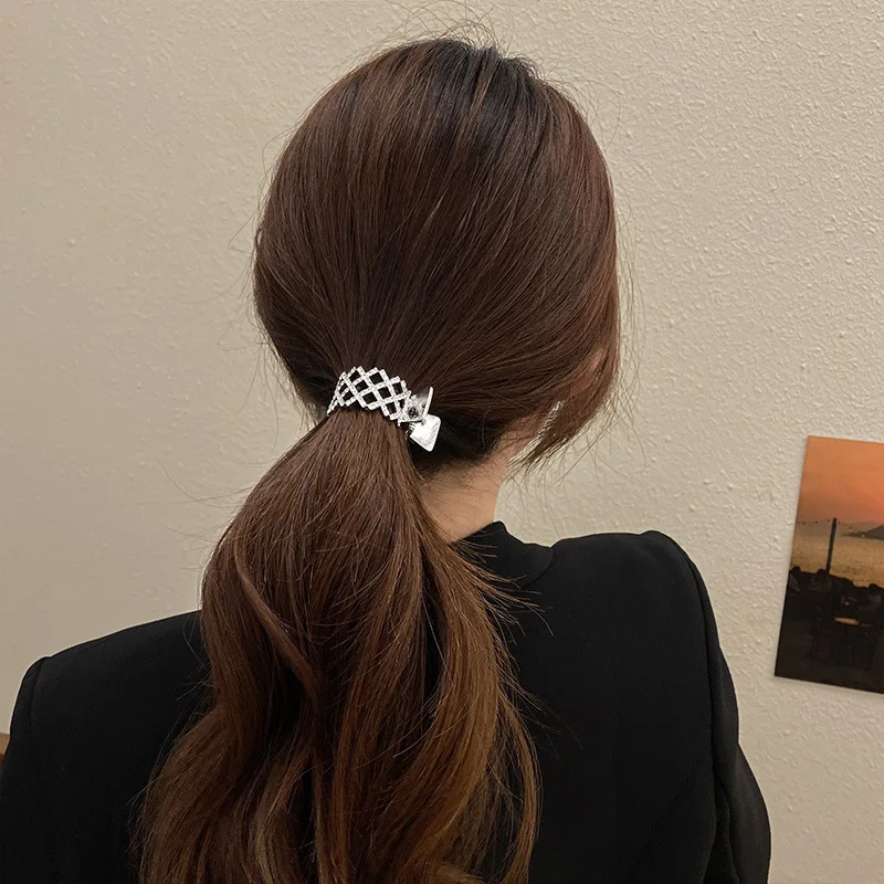 Hair Accessory Zircon Pearl Metal Hair Claw High Ponytail Holder for Women Girls Korea Luxury Hair Clip