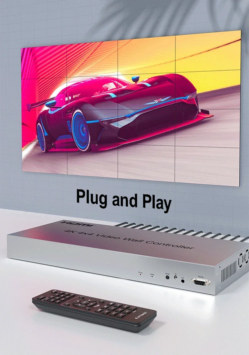4K 4x4 HDMI 비디오 월 컨트롤러 2x2 3x3 3x4 3x5 멀티 스크린 스티칭 프로세서 2 3 4 6 8 9 12 15 16 TV 스플라이싱 박스 스플라이서