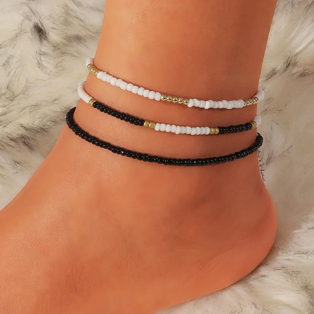 3pcs/set Bohemian Colorful Beaded Beads Anklets Women Summer Ocean Beach Handmade Ankle Bracelet Foot Leg Beach Jewelry Gift bead bracelet beads anklet fashion accessories