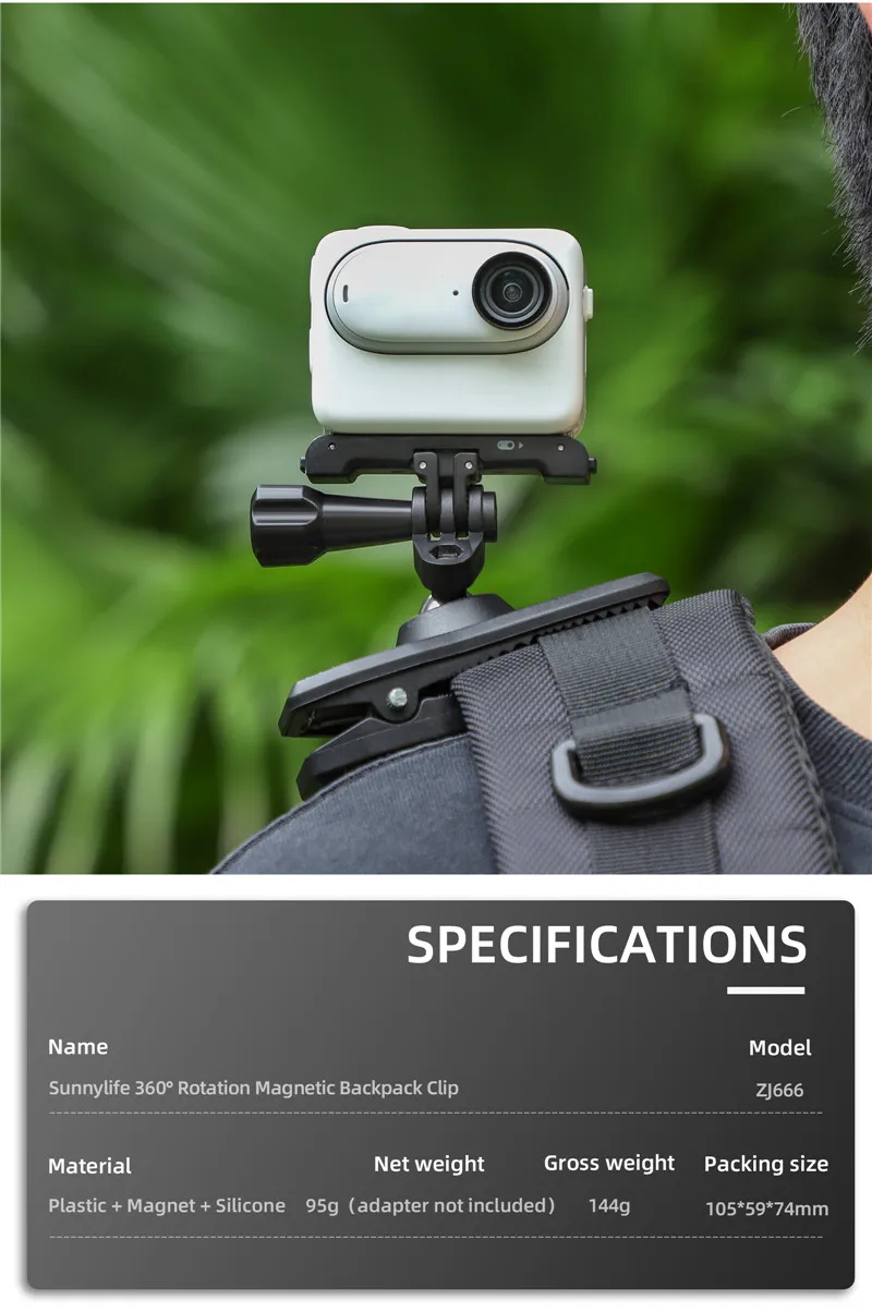 Rucksack-Clip für Insta 360 X6 X4 X5 GO 3S ACE PRO 2 Halterung DJI OSMO 360 Pocket 4 Magnetische Halterung Action-Kamera-Zubehör – Detail 2