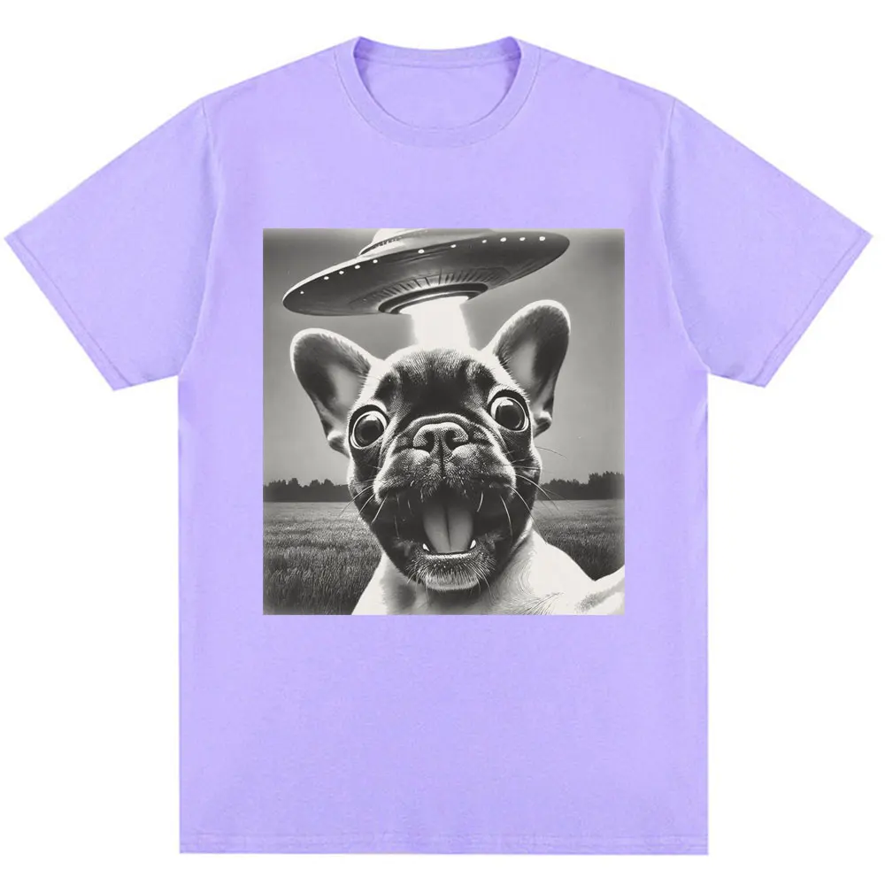 French Bulldog UFO Meme Vintage Graphic Oversized Cotton T-Shirt