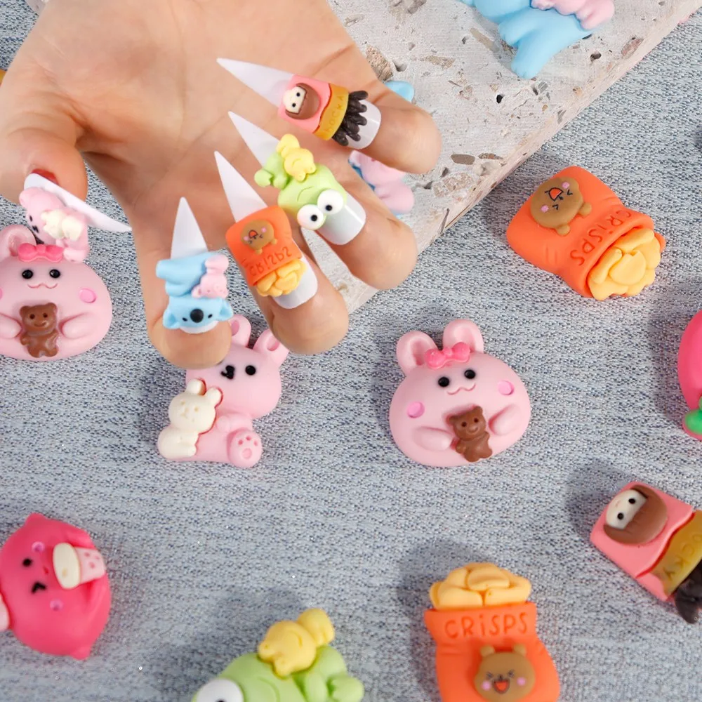 

10pcs/bag 3D Charms Kawaii Cartoon Animal Nail Rhinestones Gems Glitter Acrylic Nail Art Jewelry Manicure Decoration Accessories