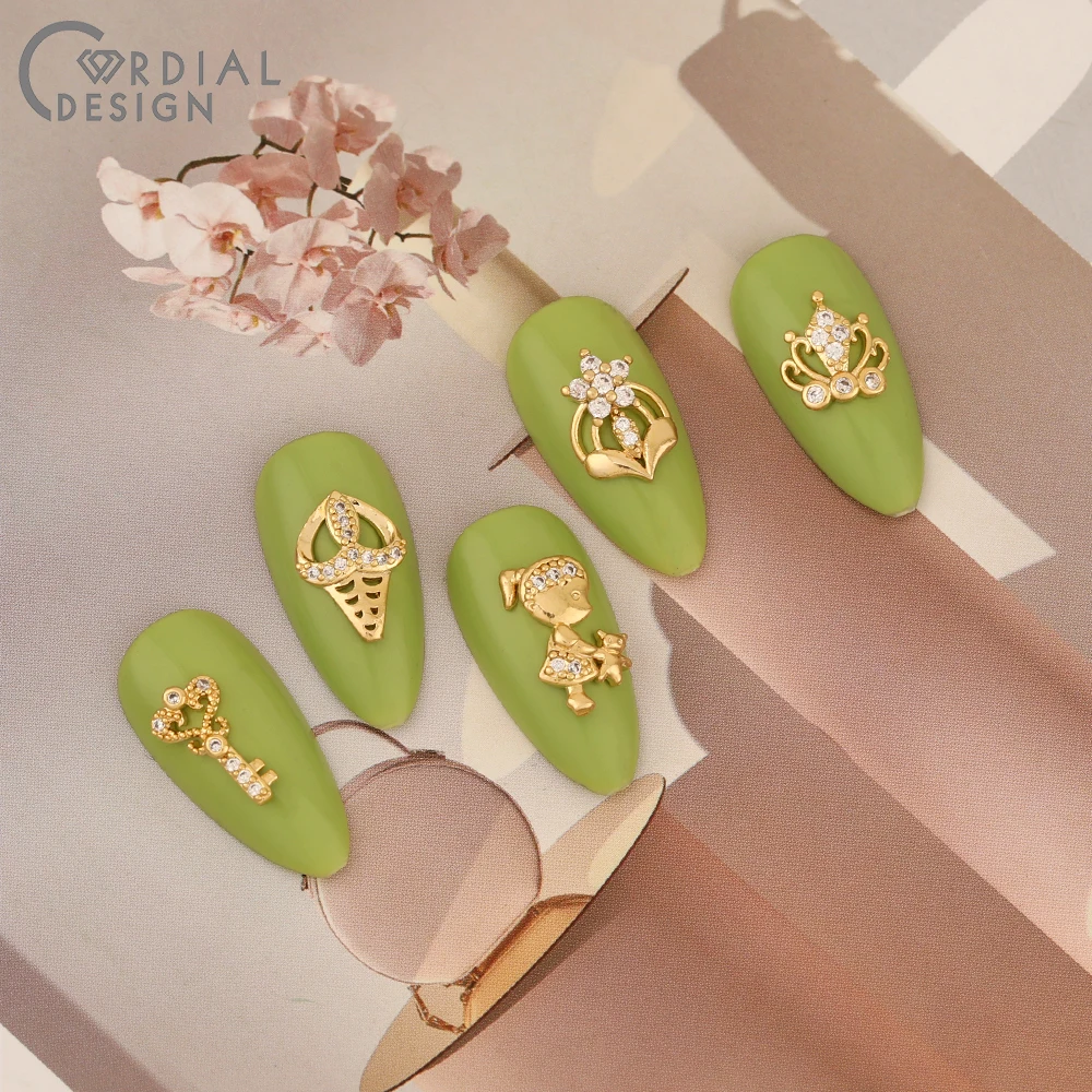 Cordial Design 50Pcs Cubic Zircon/Genuine Gold Plating/DIY Fingernail Accessories/Multi Shapes/Jewelry Findings & Components - cordial