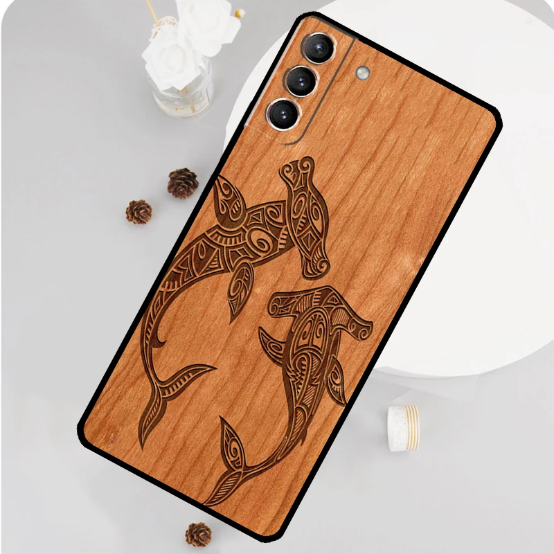 Wolf and Butterfly Artistic Wood Phone Case