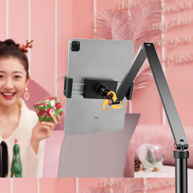 Alumínio Cantilever Dobrável Suporte Tablet Phone Universal Ipad Stand Estética Preto Piso Painel Ipad Titular para Cama 12.9 Polegada