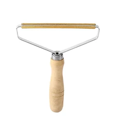 Compact Lint and Pet Hair Remover Brush for Fabric and Upholstery Cleaning (Wood)