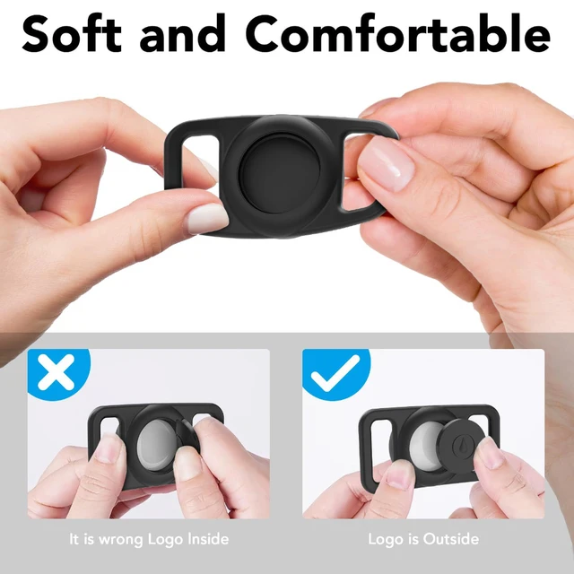 Dog Collar Holder for AirTag Dog Cat GPS Finder Waterproof Silicone Hidden Loop AirTag Pet Collar Anti-Lost Tracker Accessories 5
