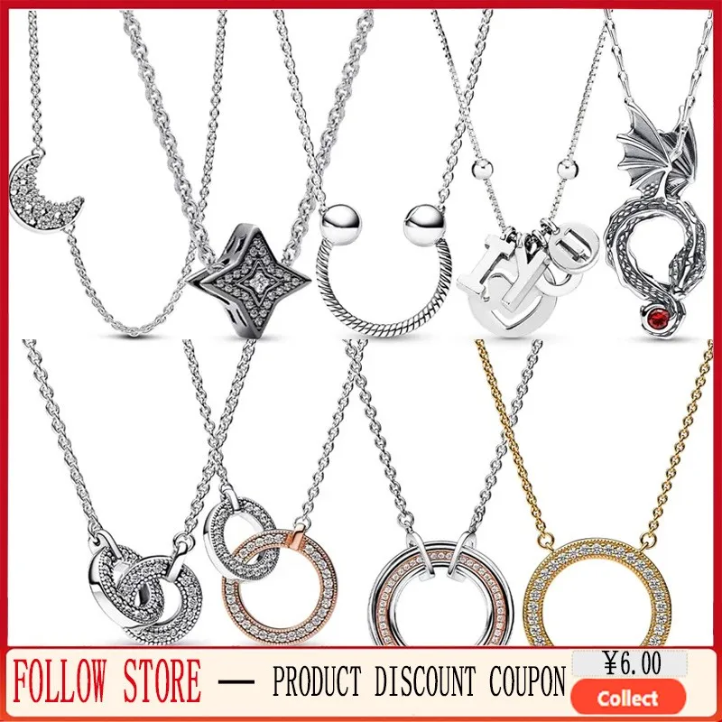 Popular Women's High Quality Jewelry Original Logo Pav é Collar Chain 925 Sterling Silver DIY Jewelry Women's Exquisite Gift