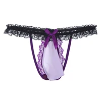 Homosexuell Herren Sissy Dessous Sexy Rüschen Spitze G-String T-Rücken Bulge Pouch Tangas Unterwäsche Exotische Sex Slips Crossdress Höschen 3