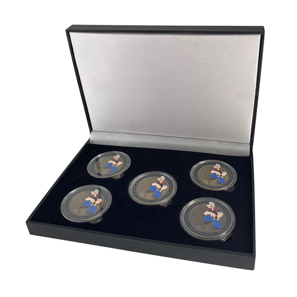 

5 шт., бронзовая монета Popeye из США, лучший выбор для поклонников Popeye с роскошной коробкой
