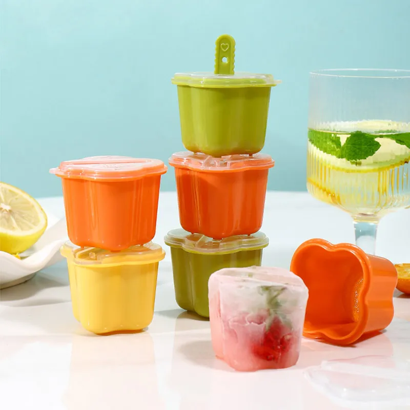 3pcs Ice Cube Mold with Stick Diy Fruit Milk Icecream Maker Refrigerator Ice Box Summer Ice Cube Tray Kids Baby Popsicle Mould