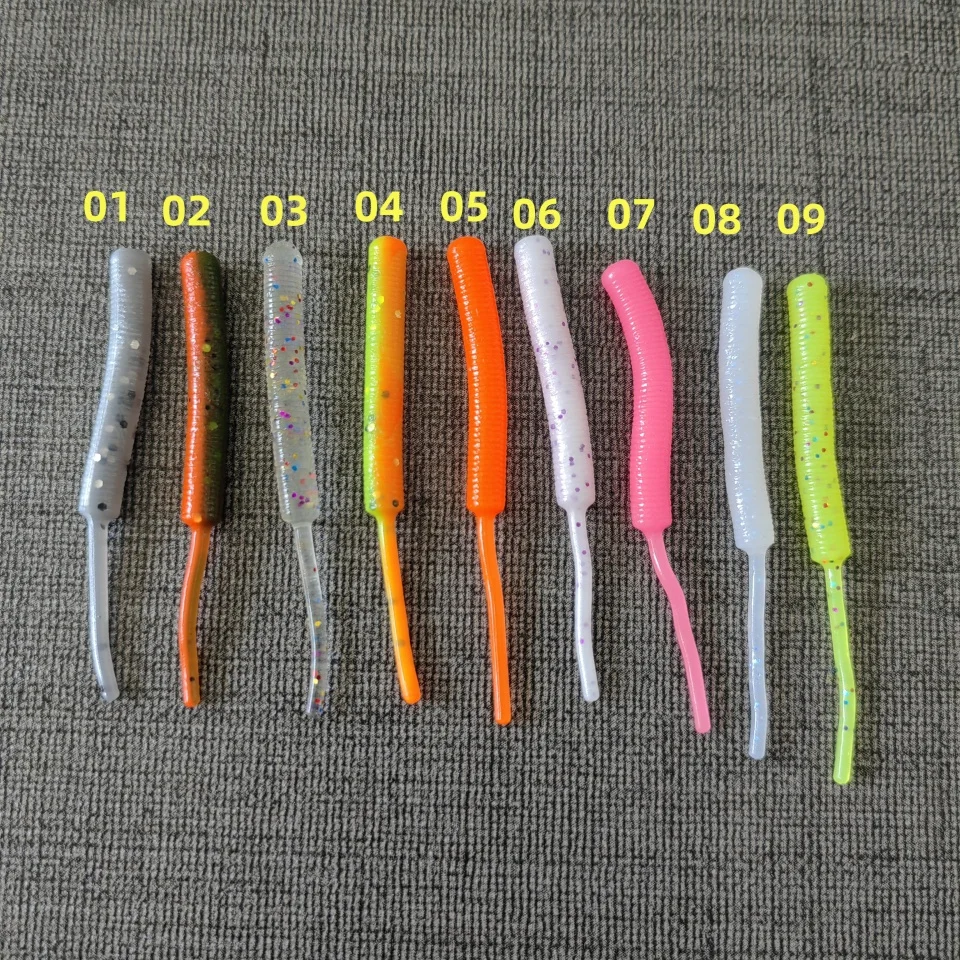 Fishing Floating Soft Plastic Mini Grubs Tiny Worms Bass Pike Trout Perch 45mm 0.3g 100pcs