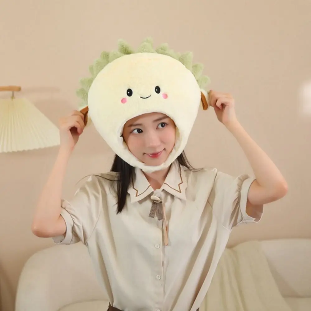 Novetly Cap Stuffed Doll Plush Durian Hat Warm Thick Plush Hat Toys Comfort Ins Durian Cap Car Decor