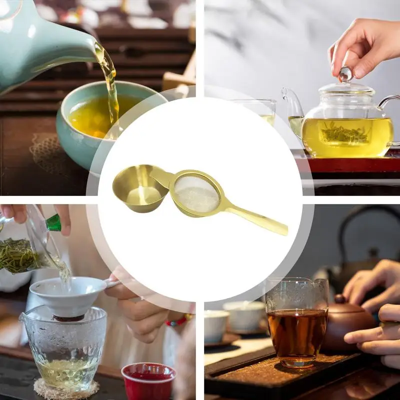 Pratical Fine Tea Strainer Filters Kongfu tea Stainless Steel Mesh Colander Reusable Teapot Infuser With Handle accessories 1set