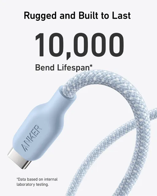 Anker USB C to USB C Cable (240W, 10ft), Bio-Braided USB C Charger Cable Fast Charge for iPhone 15/15 Pro, MacBook Pro 2020 - Hình ảnh 5