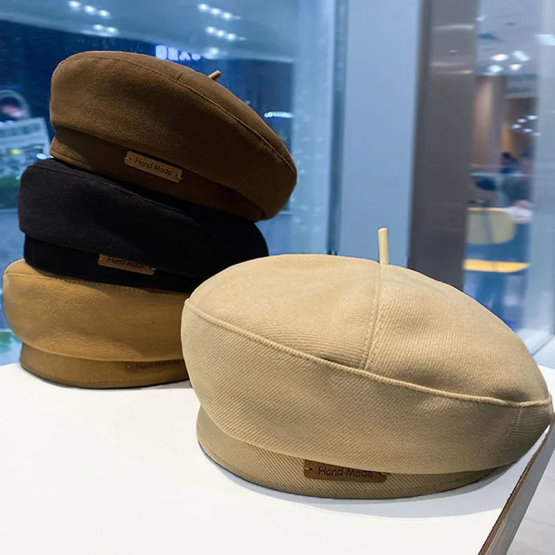 

Woman' Autumn Winter Woolen Berets Caps French Artist Bonnet Warm Felt Hats Beret Female Solid Octagonal Hat Fashion Newsboy Cap
