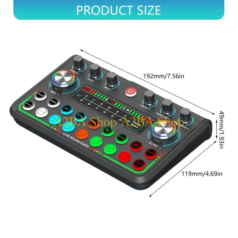 A2BA USB 사운드 카드 라이브 방송 사운드 카드 고급 청각 디코딩 간편한 컨트롤