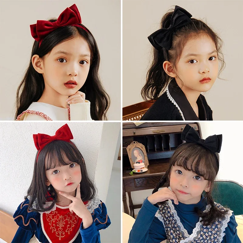 Charming Red Velvet Bow Hairband for Girls – Princess-Style Hair Accessory