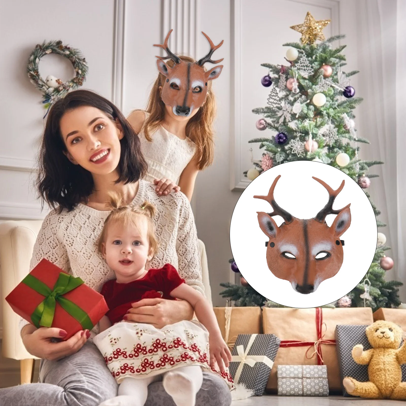 

Reindeer Mask Unique Vivid Party Mask Full Face Mask Cosplay Mask for Halloween Dancing Party Masquerade