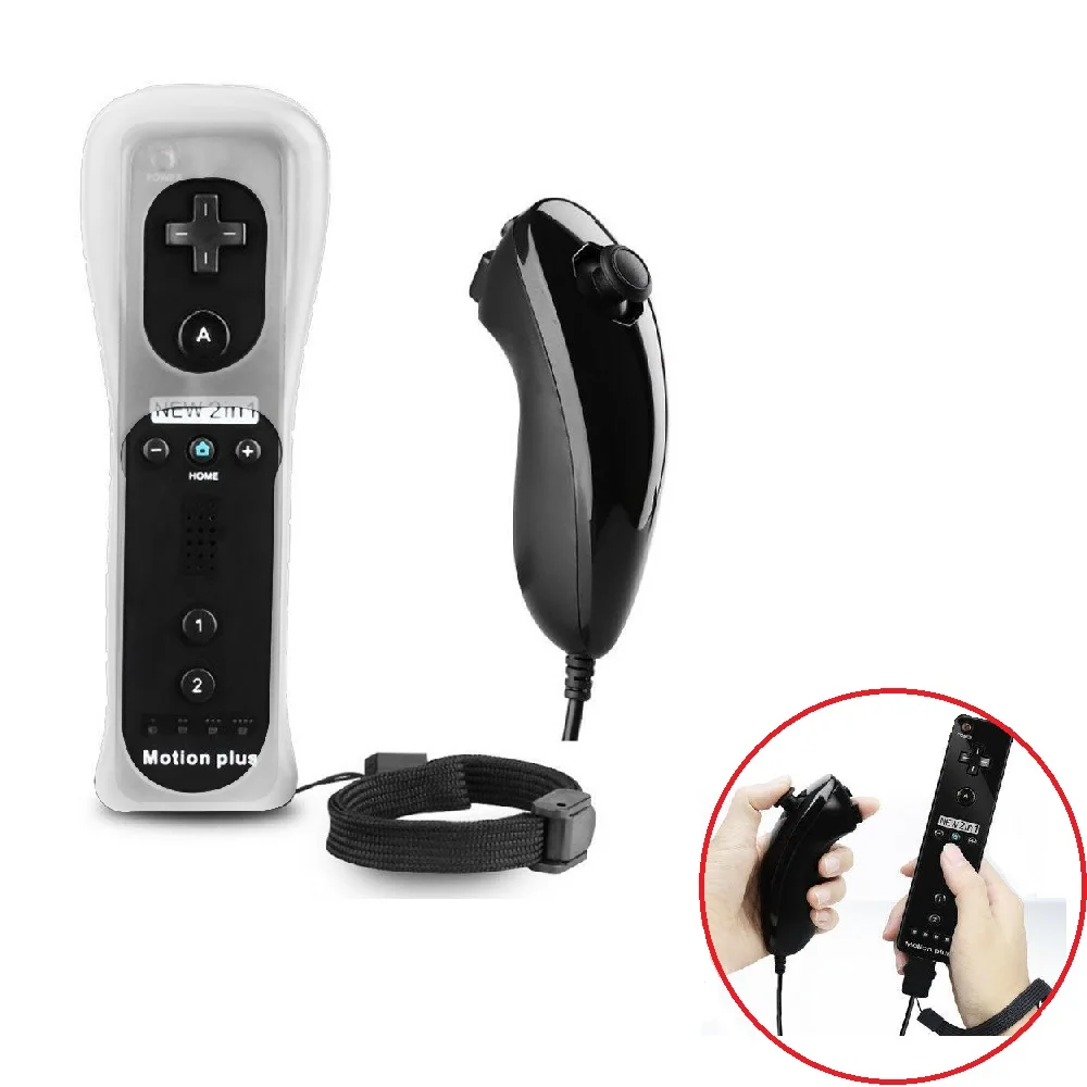 1 Set Telecomando Con Controller Nunchuck Per Console Wii Gamepad Wireless Con Motion Plus Per Il Controllo Dei Giochi Wii