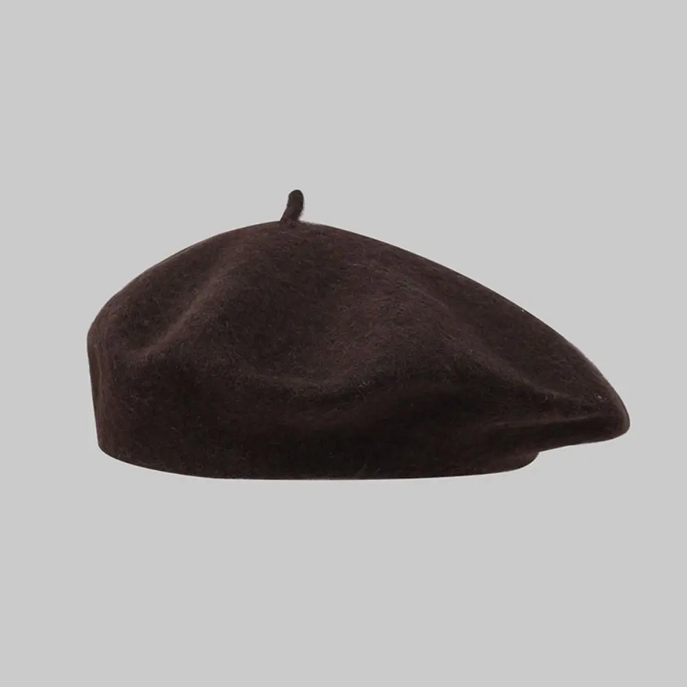 Mode Warme Winter Wolle Baskenmütze Einfarbig Retro Französisch Künstler Hut Alle Abgestimmt Elegante Plain Cap Dame – Detail 9