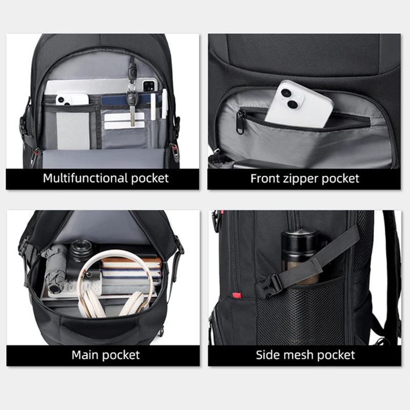 Waterproof Laptop Backpacks Large Capacity Travel Bag with Shoes Pocket USB Charge Port Men's Business Rucksack College Bookbag