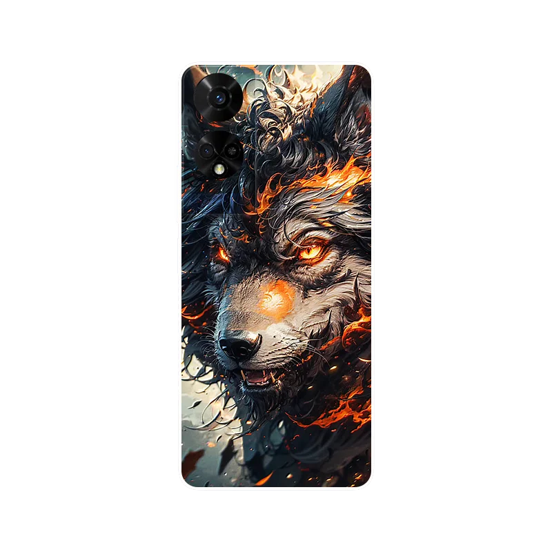 Wolf Painted Shockproof Silicone Phone Case - Stylish and Durable Cover
