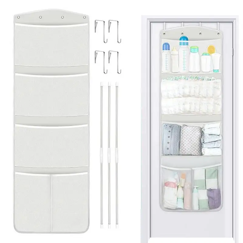 Organisateur de rangement de jouets en peluche pliable sur porte, avec crochet, porte-idées pour bébé, sacs en peluche d'animaux, bacs de pépinière, sac de hamac en maille pour