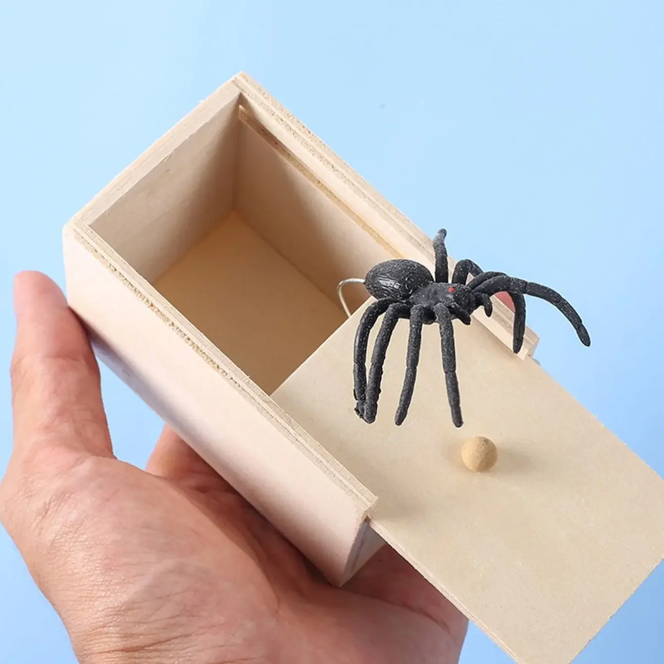 1Pc Scare Wooden Box Spiders, April Fool's Day Pranks, Trick Toys