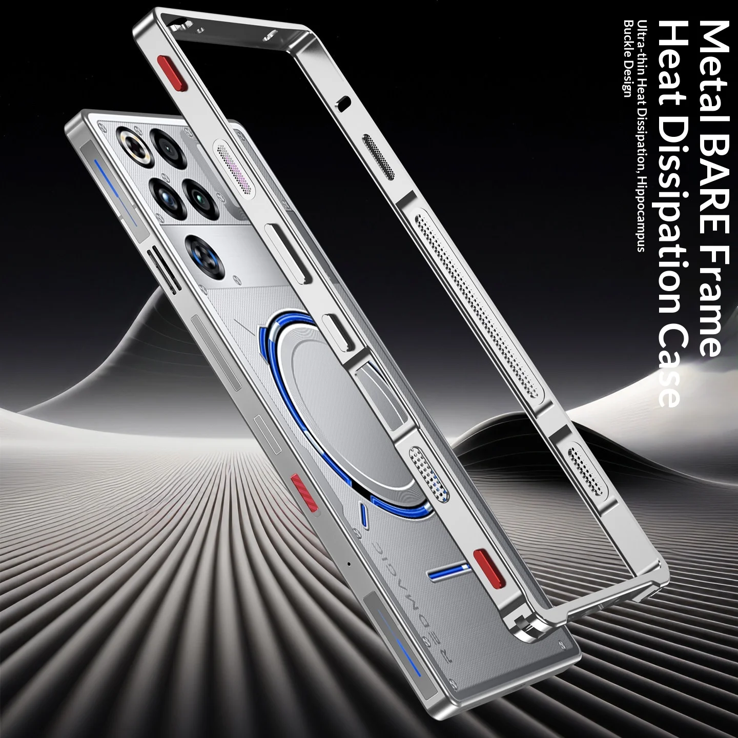 Enhanced Metal Frame Heat Dissipation Shockproof Bumper Case with Bare Machine Feel