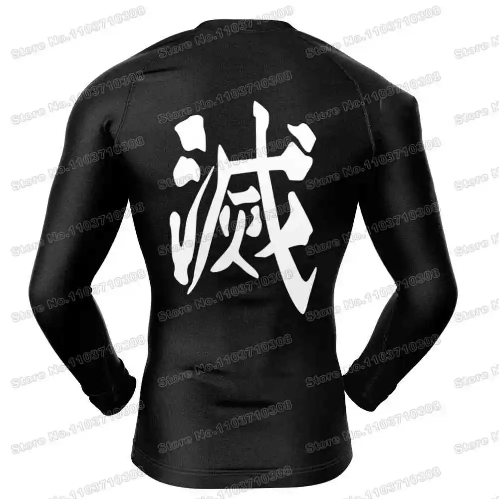 Akaza Demon Slayer Long Sleeve Surfing Jersey Beach Shirts Swimwear Diving Gym Shorts MMA BJJ Men Jiu Jitsu Fitness Sets